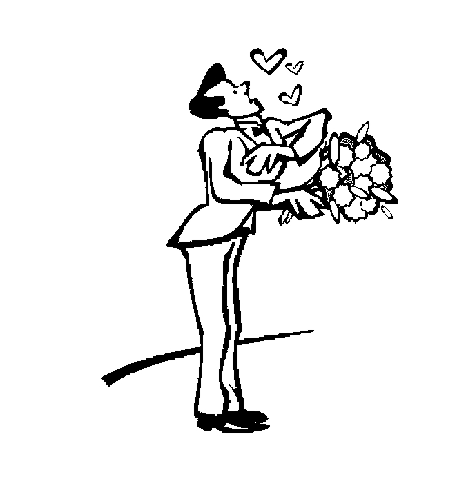 uomo innamorato con fiori